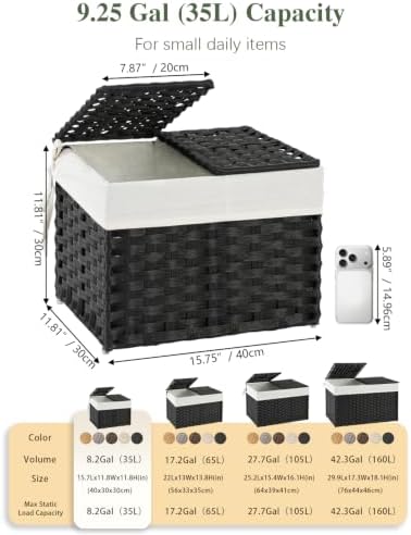 SETVSON Storage Basket with Lid, 2-Lid PE Rattan Storage Bin - Image 2