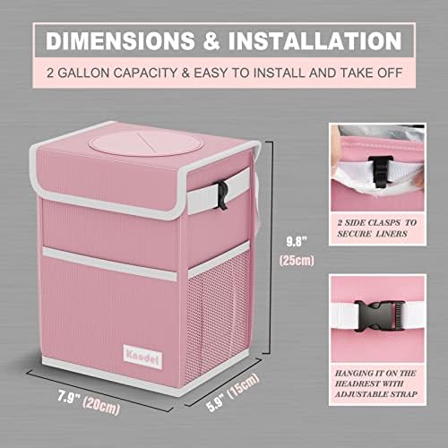 K KNODEL Car Trash Can with Lid, Car Garbage, Bin and Bag - Image 2