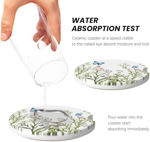Flower Butterfly Car Cup Holder Coaster 2 Pack - Image 3