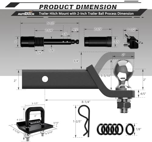 AUTMATCH Trailer Hitch Ball Mount - Image 3