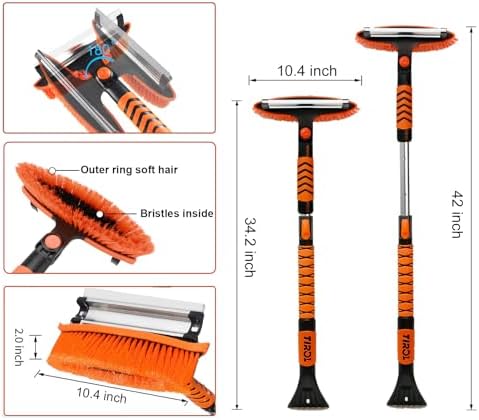42'' Ice Scraper and Extendable Snow Brush Emergency Snow Shovel Snow Broom - Image 2