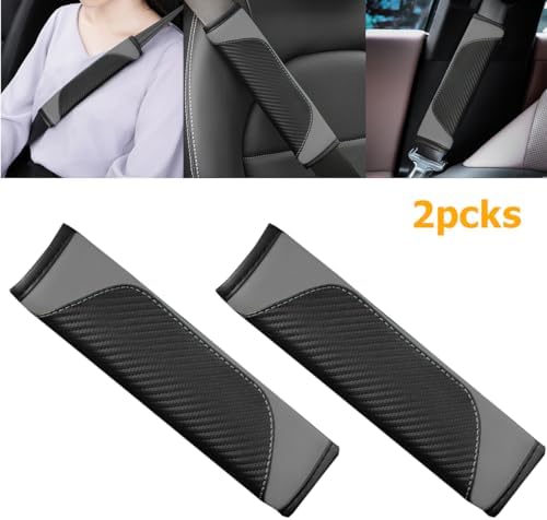 Osilly 2PCS Carbon Fiber Leather Seat Belt Shoulder Pads - Image 4