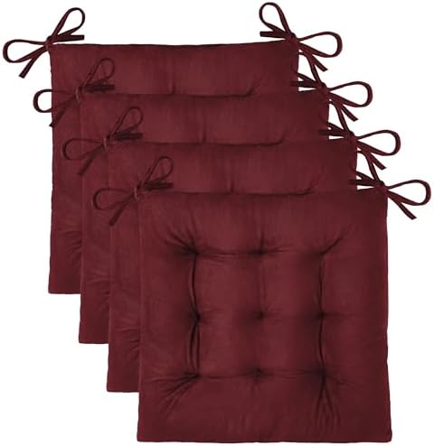 OVOV 4 Pack Chair Cushions for Dining Chairs 15.5"x15.5" Burgundy by OVOV