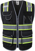 JKSafety Safety Vest for Men Women Reflective Hi Vis JK100 Black XL by JKSafety
