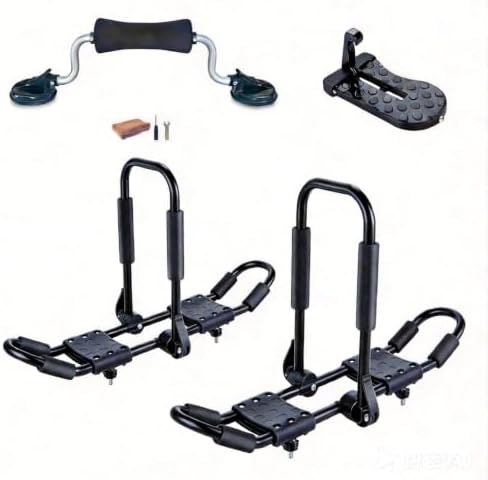 IKURAM R Iron Kayak Roof Rack Folding J-Style Universal 4-in-1-Black by IKURAMR