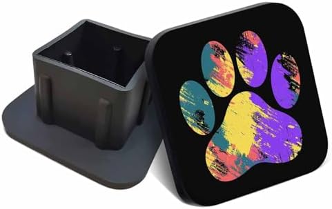 Swono 2inch Trailer Hitch Tube Cover Hand-Painted Colorful Paw Prints Rubber by Swono