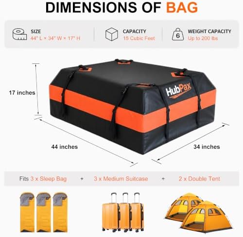 Roof Mount Cargo Carrier Basket & 15 Cu Ft. Waterproof Cargo Bag - Image 4