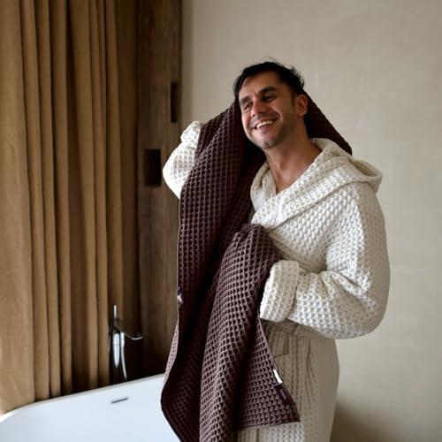 Luxury Organic Japanese Cotton Waffle Bath Towel | Thick, Quick Dry Bathroom - Image 4