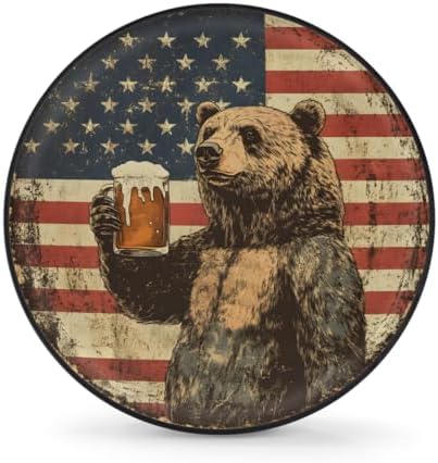 Spare Tire Cover Bear American Flag Wheel Covers Protectors Waterproof by cfpolar