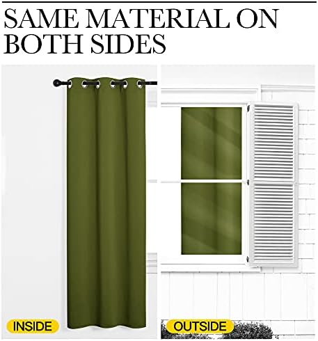 NICETOWN Bedroom Curtain Panels, 1 Pair, 34 by 72-inch, Olive Green - Image 4