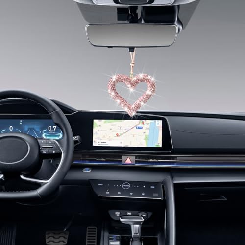 Mandark Crystal Rhinestone Heart Rearview Mirror Pendant - Image 3