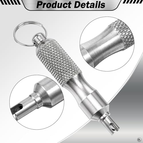 4 PCS Valve Core Removal Tool Keychain, Stainless Steel Tire Valve Stem Tool - Image 3
