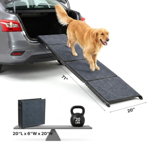 Veehoo Foldable Dog Ramp for Car Truck SUV Extra Large Wide 71" L 20" W - Image 4