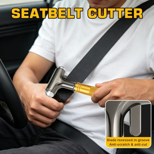 Window Breaker, 3 in 1 Car Safety Hammer and Seat Belt Cutter Safety Emergency - Image 4