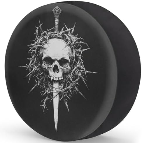 White Skull Art Spare Tire Cover Dust-Proof Wheel Protector - Image 2