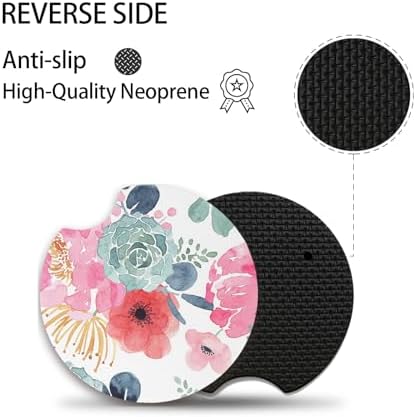 Watercolor Floral Car Coaster for Cup Holders, Car Accessories for Women - Image 3
