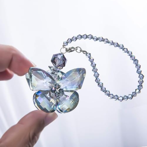 Crystal Glass Butterfly Car Key Charm Mirror Hanging Ornaments Gift - Image 5