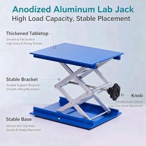 6inch x6inch Lab Jack Stand Platform, Anodized Aluminum Top Deck Laboratory - Image 5