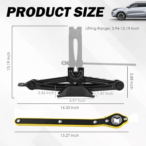 Heavy Duty Scissor Jack for Car, Portable Scissor Car Jack Kit - Image 2