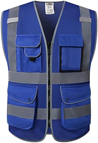 JKSafety Safety Vest for Men Women Reflective Hi Vis JK159 Blue 3XL by JKSafety