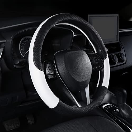Auto Car Genuine Leather Steering Wheel Cover Anti Slip Wrap 15" by Follicomfy