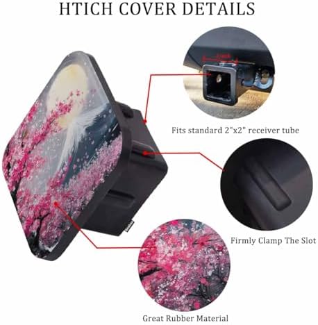 Hitch Cover Plug Cherry Blossom, 2 Inch Receivers Diameter Pink Cherry Flowers - Image 3