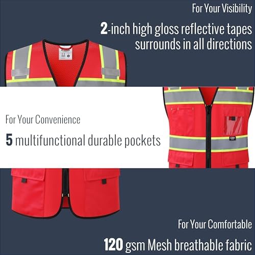 JKSafety Safety Vest for Men Women Hi Vis Relfective Vest - Image 5