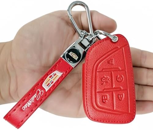 Leather Key Fob Cover for Cadillac, 5 Button Protector Case Compatible - Image 4