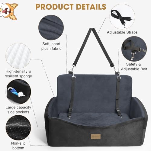 Dog Car Seat for Large Medium Sized Dogs Under 55 lbs, Dog Booster Seat for 2 - Image 4