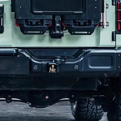 Trailer Hitch Cover, Skeleton Holding Up Finger On The Black Background Hitch - Image 7