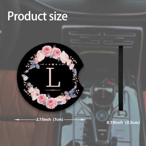 2pcs Letter L Car Coasters, Absorbent Universal neoprener Cup Holder Coasters - Image 3
