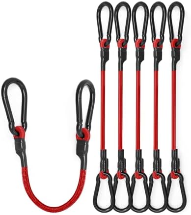 8 Pack 36" Carabiner Bungee Cords Heavy Duty Outdoor, 190 Lb Break Strength by LuckyStraps