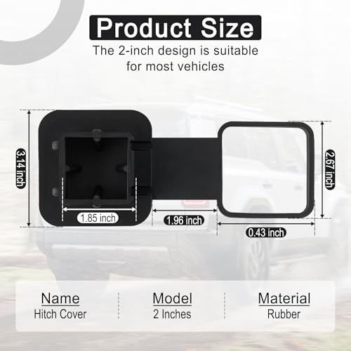 UYYE 2 Inch Rubber Trailer Hitch Cover, Rubber Hitch Tube Cover Plug Cap - Image 2