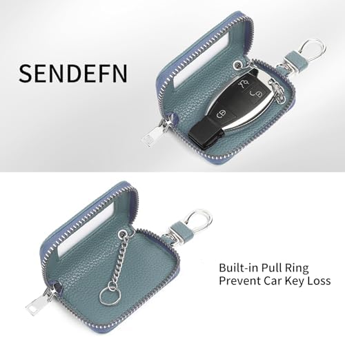 SENDEFN Universal Car Key Fob Case Leather Smart Remote Keychain Protector - Image 2