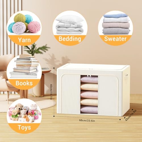 Clothes Storage Bins with Metal Frame, Foldable Clothes Organizers Storage - Image 2