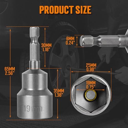 TONDA RV Scissor Jack Drill Adapter, 19mm Socket, 1/4 in Shank - Image 6