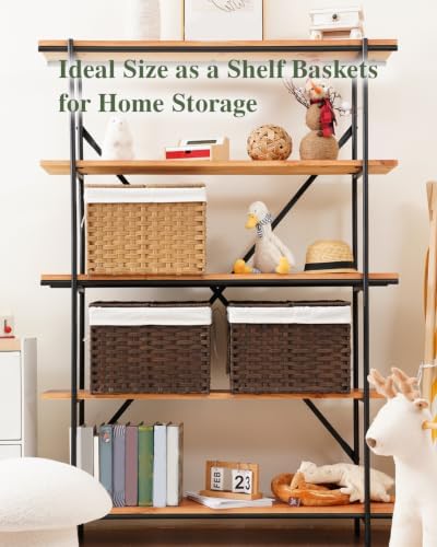 SETVSON Storage Basket with Lid, 2-Lid PE Rattan Storage Bin - Image 5