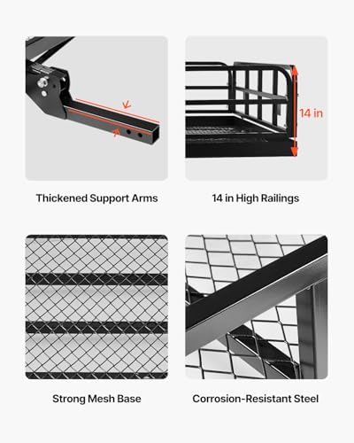 VEVOR 60x24x14 in Hitch Cargo Carrier, 500lbs Capacity Folding Trailer Hitch - Image 3