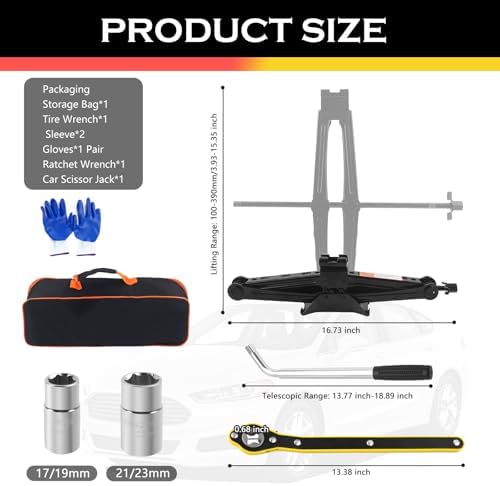 2T Scissor Jack for Car Tool Kit, Heavy Duty Car Tire Changing Kit for - Image 2