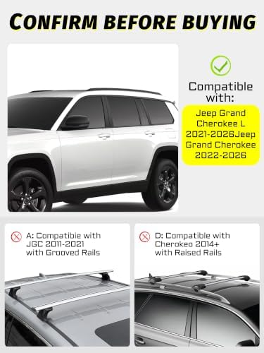 330LB Cross Bars Roof Rack for Jeep Grand Cherokee L 3-Row 21-26 WL 2-Row - Image 2