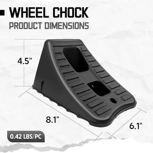 HOXWELL 4 Packs Wheel Chocks for Travel Trailers, Non Slip Black Wheel Chock - Image 4