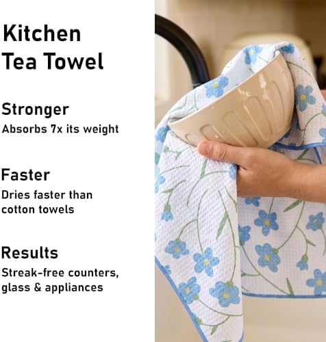 Kitchen Towels Set of 2, Double-Sided 16x28 Microfiber Waffle Weave Dish Towels - Image 4