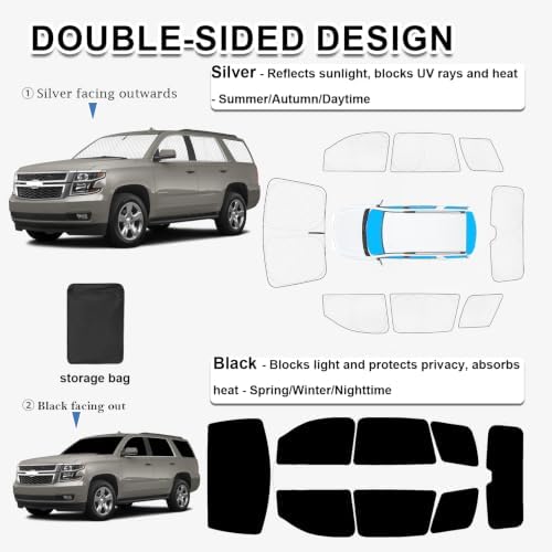 KMF 8pcs Sun Shades for Chevy Tahoe 2015-2020 Accessories, Chevrolet Full Car - Image 4