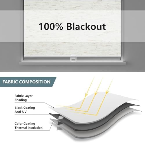 AOSKY Blackout Cordless Roller Shades, 34.5" W x 64" H, Linen Cream - Image 4