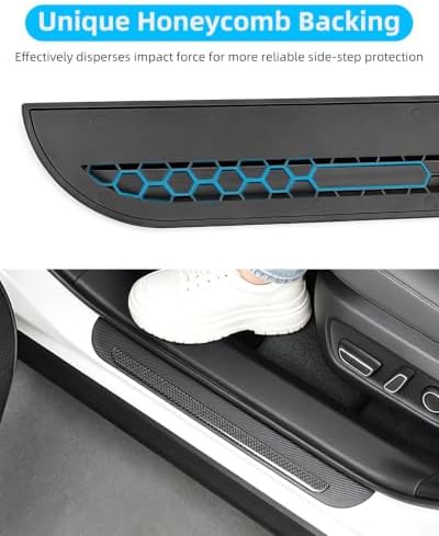 4PCS Car Door Sill Protector, Genuine Carbon Fiber + PC Car Door Protector Edge - Image 6