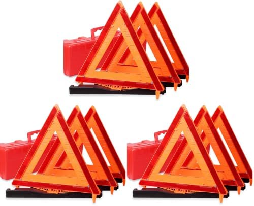 CARTMAN 9 Pack Warning Triangle DOT Approved Identical to United States FMVSS by CARTMAN