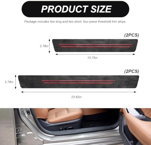 4 PCS Car Door Sill Protector, Waterproof Carbon Fiber Style Car Door Entry - Image 2