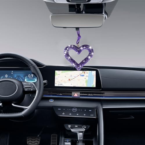 Mandark Crystal Rhinestone Heart Rearview Mirror Pendant - Image 3