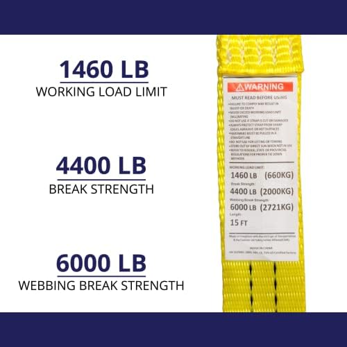 Ratchet Tie Down Straps, 1.5 in x 15 ft, 400 lb Breaking Strength - Image 5