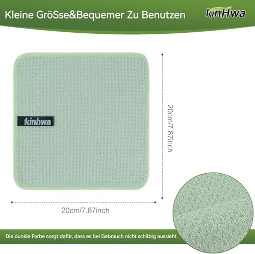 KinHwa Waffle Microfiber Dish Cloths Green Kitchen Towels, Washcloths - Image 2